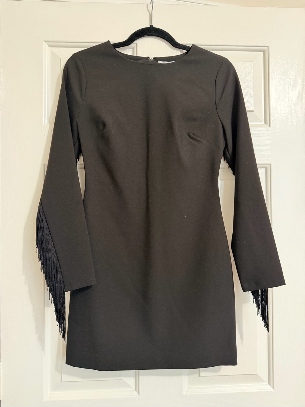 Likely Black Mini Dress with Fringe Sleeves